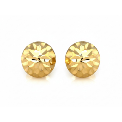 Złote kolczyki półkule diamentowane, próba 585. Eleganckie i lekkie kolczyki złote (1.44g) z subtelnym diamentowaniem.