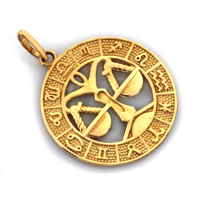 Złota zawieszka Waga (próba 585, 2.10g) - elegancki symbol zodiaku dla osób urodzonych pod znakiem Wagi.