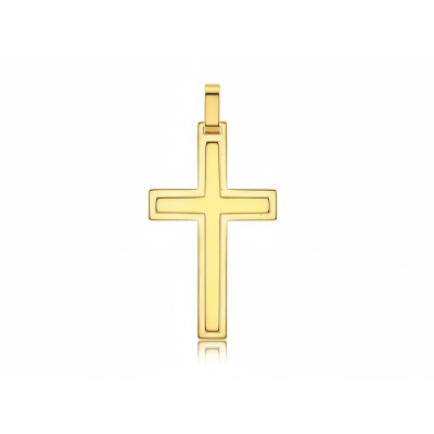 Złoty krzyżyk zawieszka bez wizerunku, minimalistyczny design. Waga 1.55g. Elegancki i subtelny.
