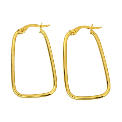 Złote kolczyki angielskie, geometryczny design. Eleganckie i lekkie (1.11g).